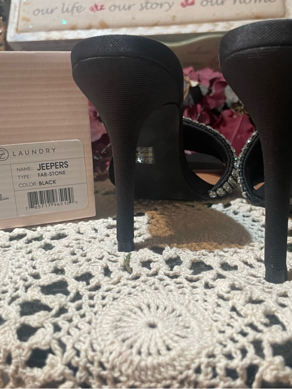 Jeep Black Rhinestone Slide Heels - Picture 4 of 6